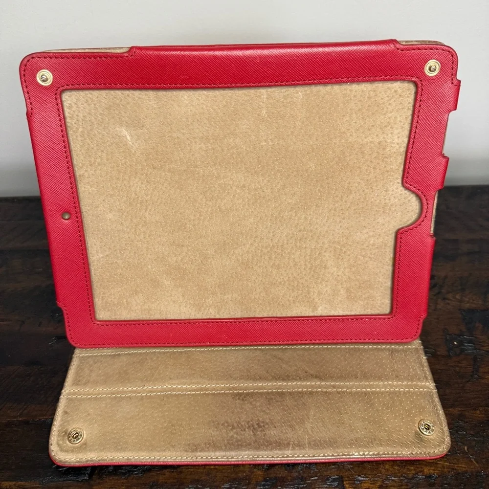 Tory Burch iPad Case Red Saffiano Leather